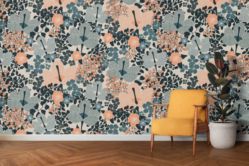 Lillian Midnight Blue Wallpaper