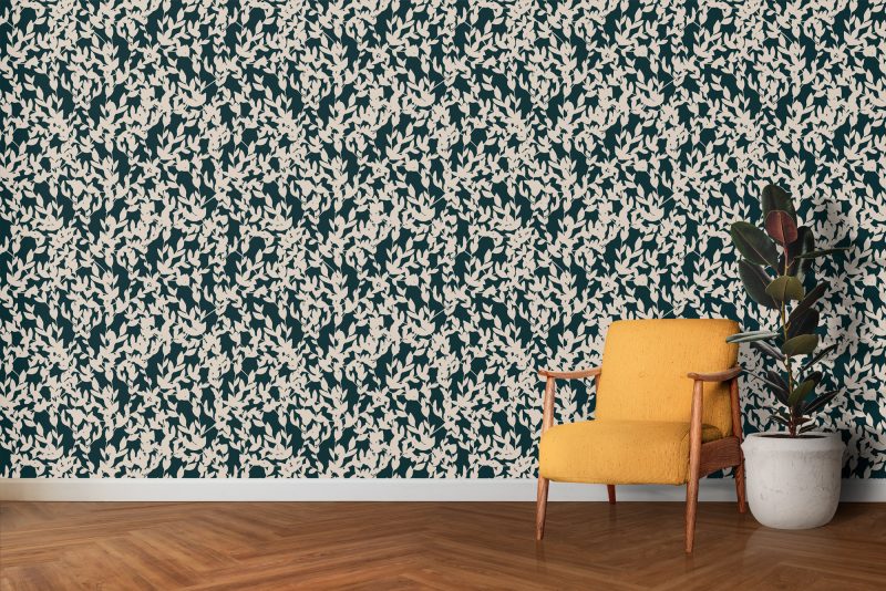 Lorraine Leaves Midnight Blue Wallpaper