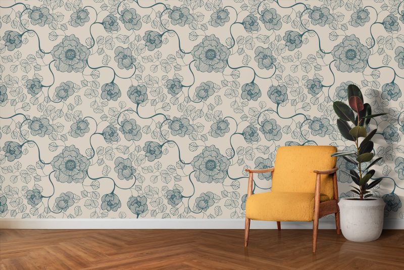 Lucia Outline Midnight Blue Wallpaper