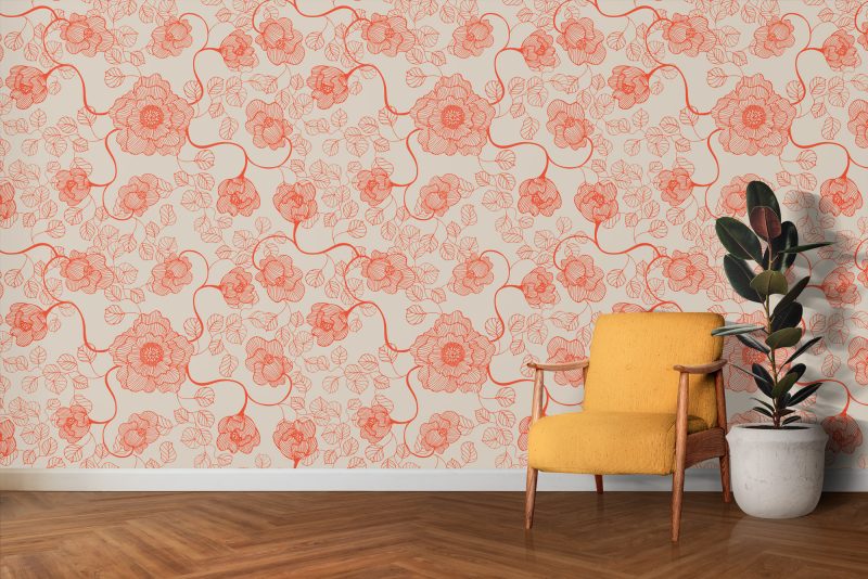 Lucia Outline Red Wallpaper
