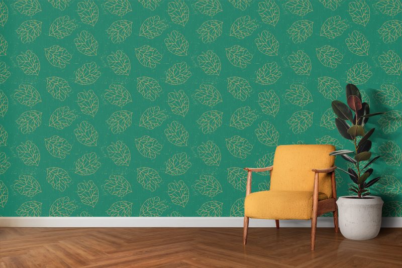 Fallen Leaves Outline Green Wallpaper