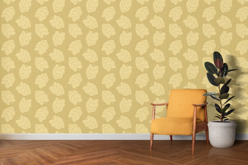 Fallen Leaves Solid Gold Wallpaper