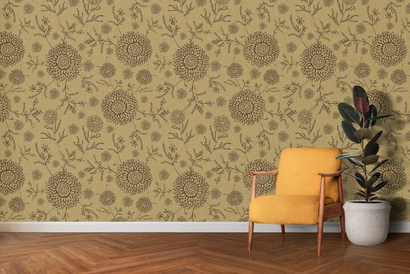 Flower Field Brown Wallpaper