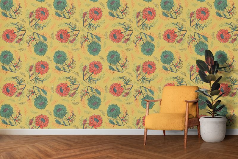 Protea Bloom Gold Wallpaper